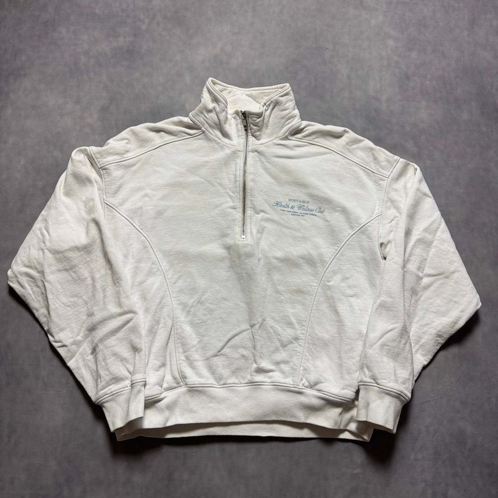 Sporty & Rich Health & Wellness Club Quarter Zip Sweatshirt Womens S White